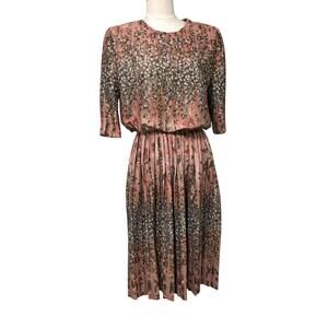 Vintage M.E.S. Ltd. Floral Midi Dress Size 14 Made in USA B14